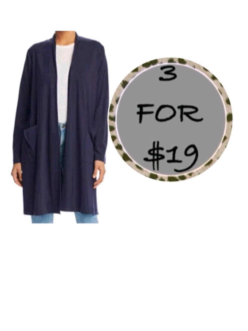 3/$19 Banana Republic navy blue open front knit cardigan tunic